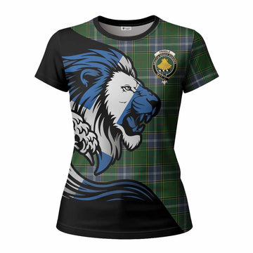Pringle Tartan Crest Women T shirt Scottish Golden Lions Wave Flow