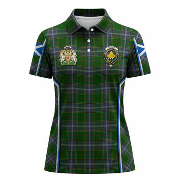 Pringle Tartan Crest Women's Polo Shirt Scotland Coat of Arm Flag Style