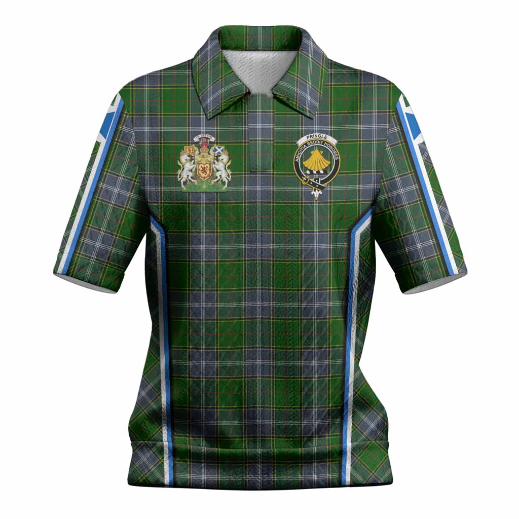 Pringle Tartan Crest Women’s Polo Sweater Top Scotland Coat of Arm Flag Style