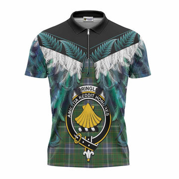 Pringle Tartan Crest Zipper Polo Shirt New Zealand Maori Korowai Cloak