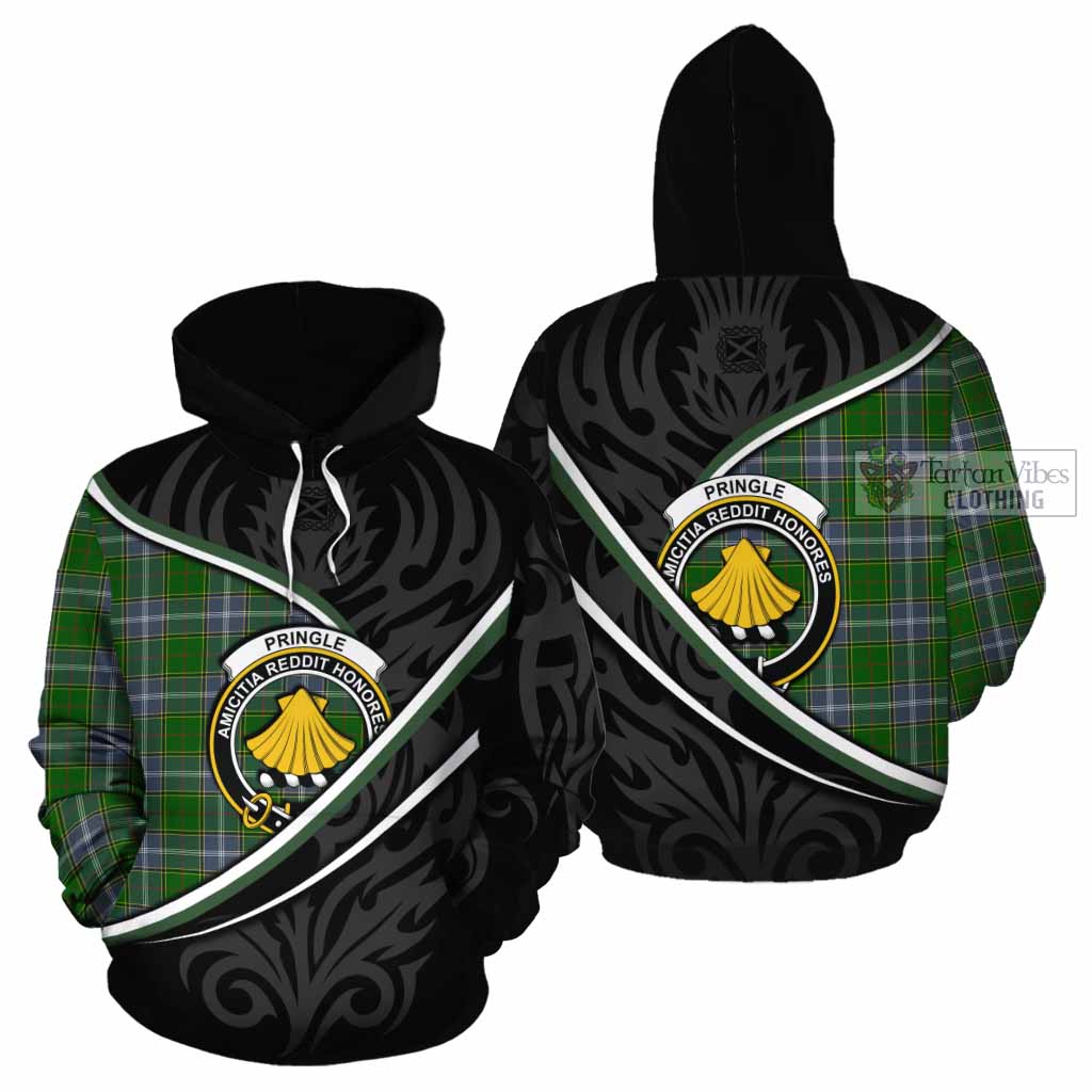 Pringle Tartan Family Crest Cotton Hoodie Celtic Scottish Thistle Floral - Tartan Vibes Clothing