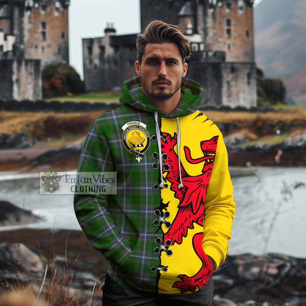 Pringle Tartan Family Crest Cotton Hoodie Lion Rampant Honor - Tartan Vibes Clothing