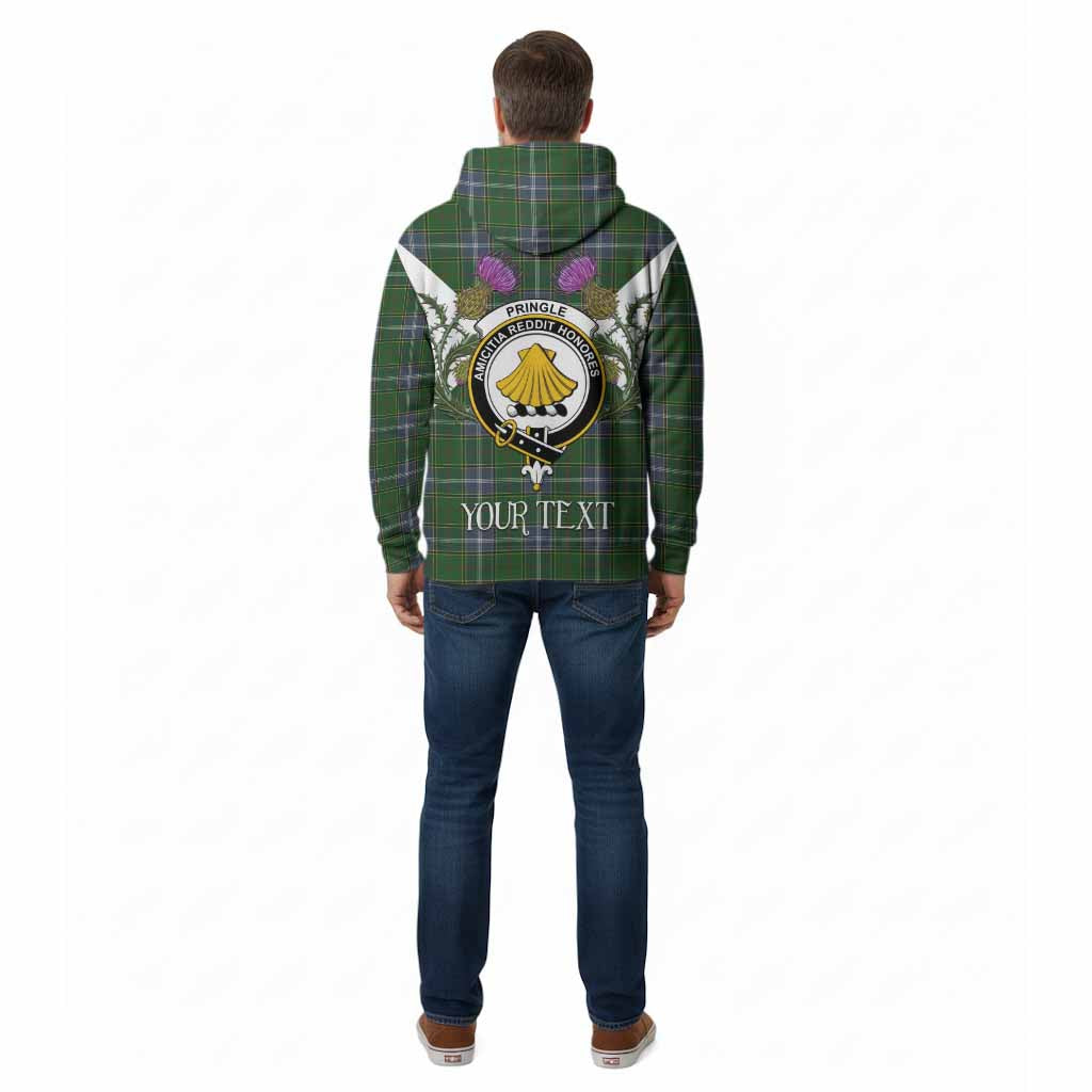 Pringle Tartan Family Crest Cotton Hoodie Scottish Burns Night Thistle Floral