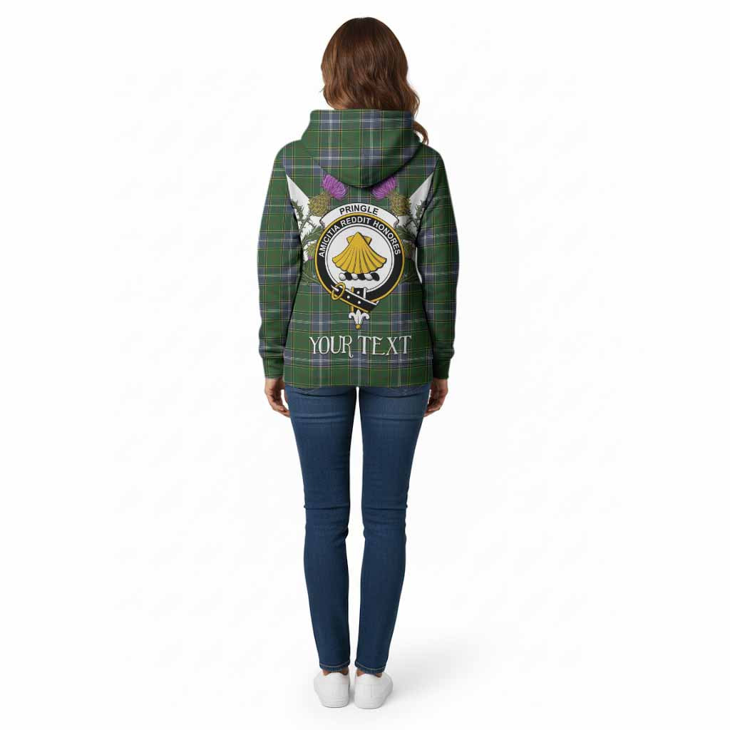 Pringle Tartan Family Crest Cotton Hoodie Scottish Burns Night Thistle Floral