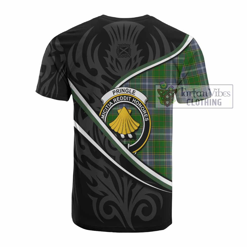 Pringle Tartan Family Crest Cotton T-shirt Celtic Scottish Thistle Floral - Tartan Vibes Clothing