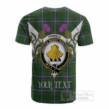 Pringle Tartan Family Crest Cotton T-shirt Scottish Burns Night Thistle Floral