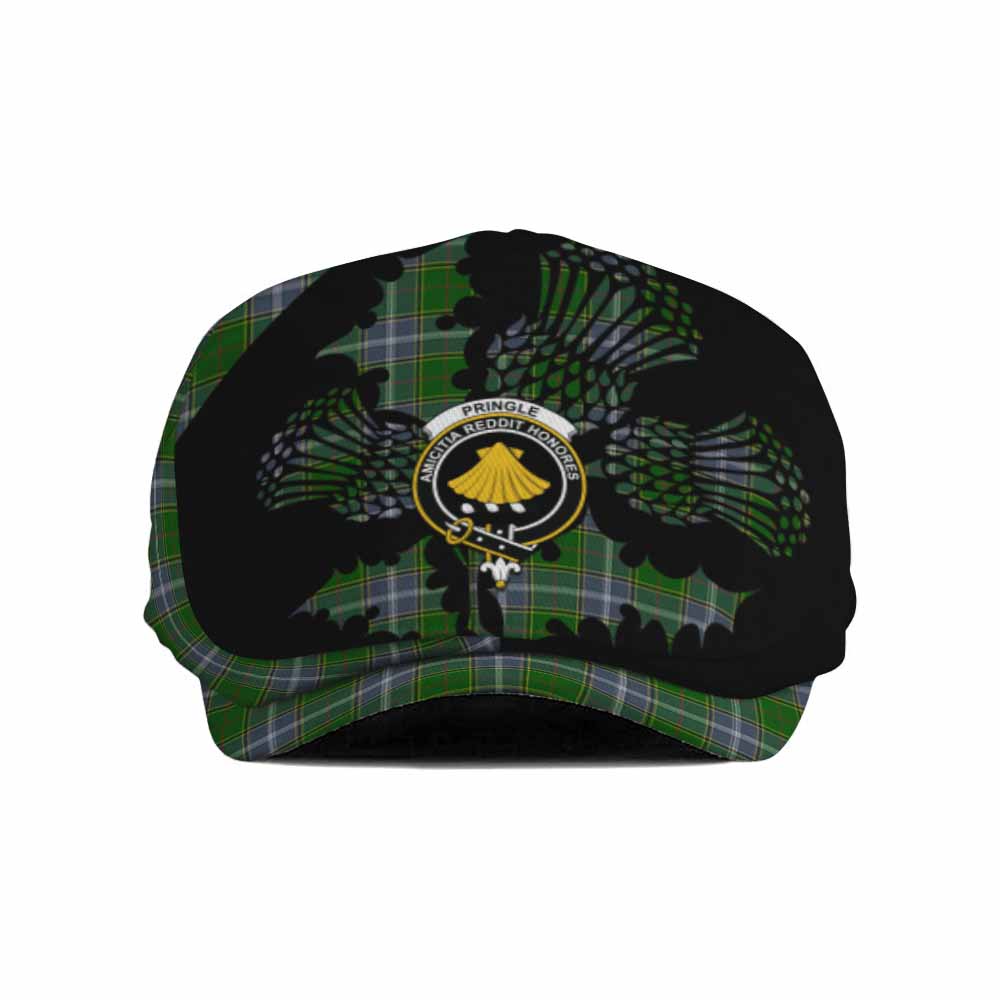 Pringle Tartan Family Crest Flat Cap, Jeff Cap Scotland Thistle Floral