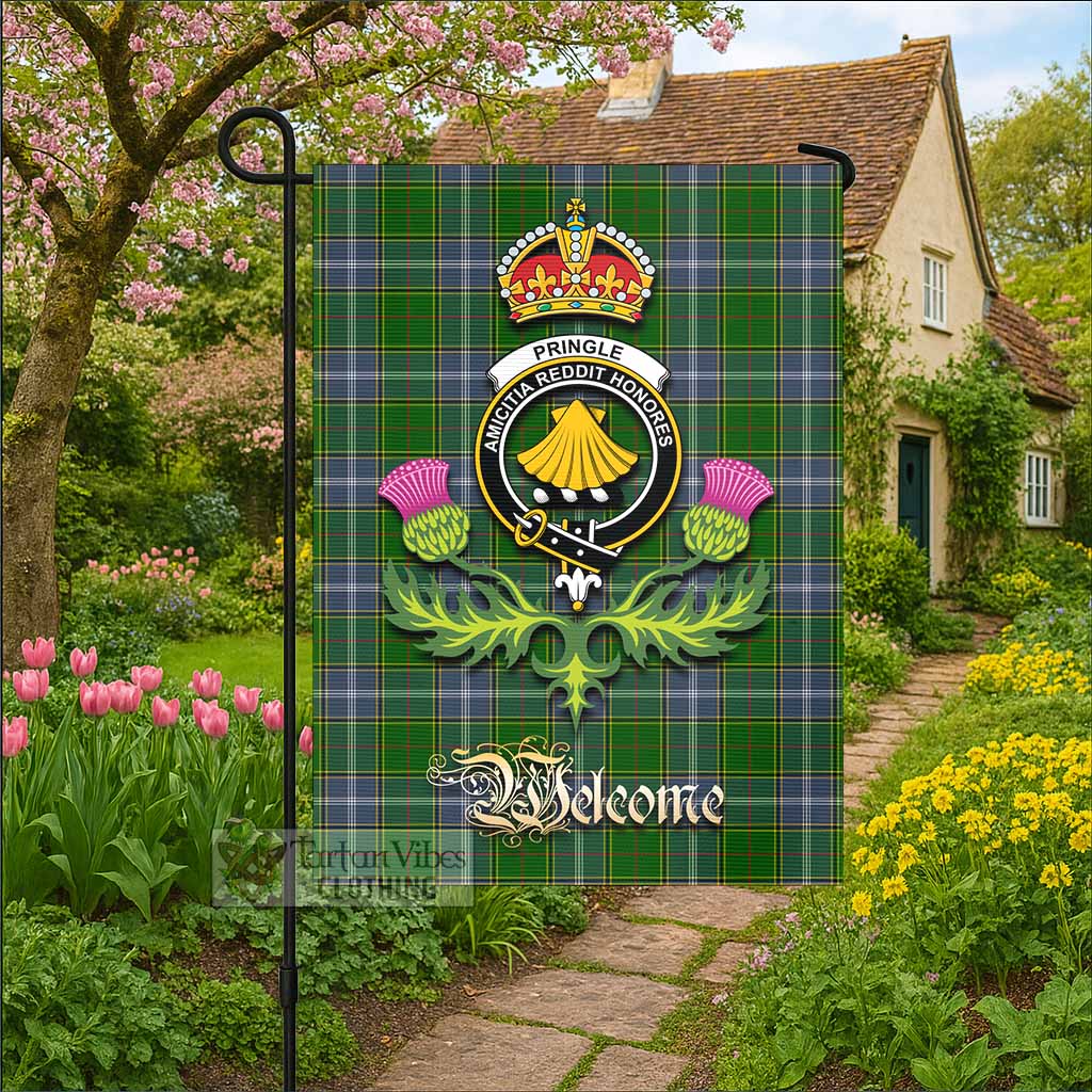 Pringle Tartan Family Crest Garden Flag Royal Thistle Welcome Style - Tartan Vibes Clothing