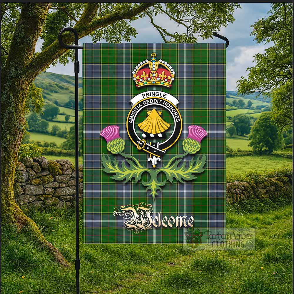 Pringle Tartan Family Crest Garden Flag Royal Thistle Welcome Style - Tartan Vibes Clothing