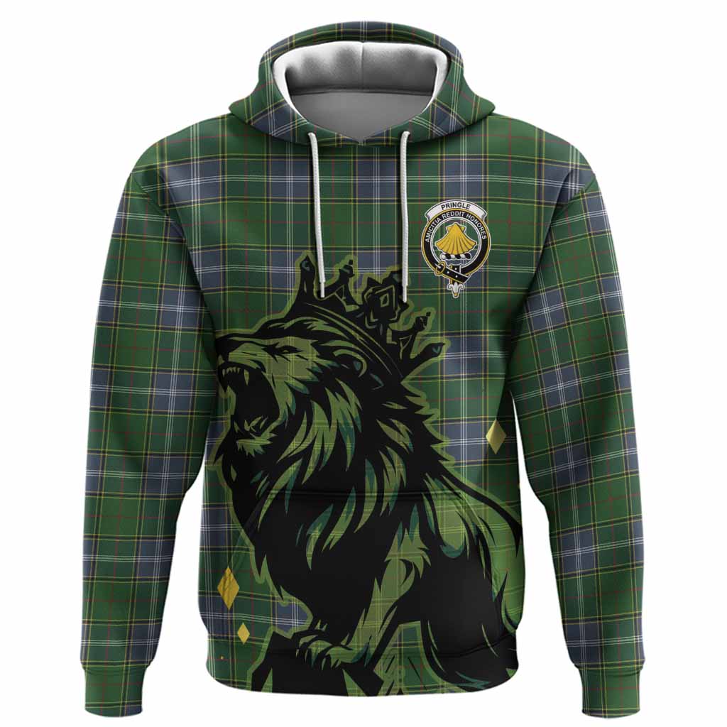 Pringle Tartan Family Crest Hoodie Crowned Lion Roaring