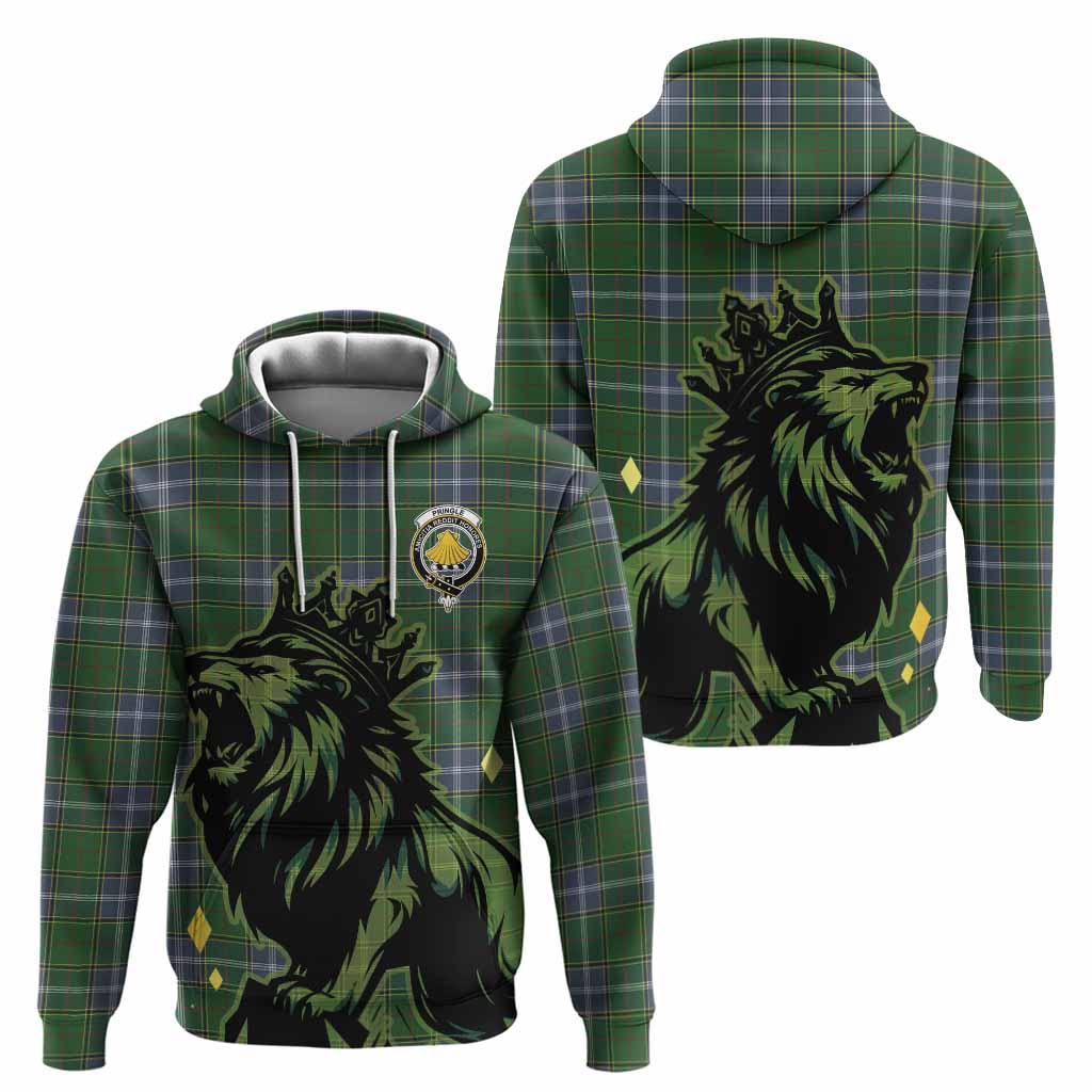Pringle Tartan Family Crest Hoodie Crowned Lion Roaring