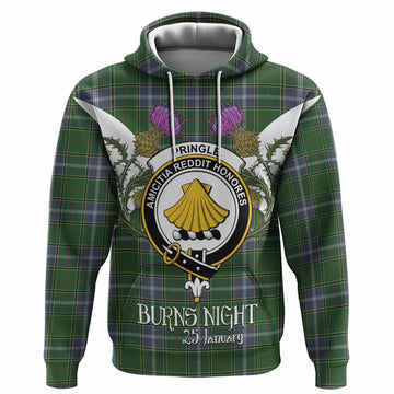 Pringle Tartan Family Crest Hoodie Scottish Burns Night Thistle Floral