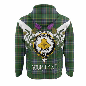 Pringle Tartan Family Crest Hoodie Scottish Burns Night Thistle Floral