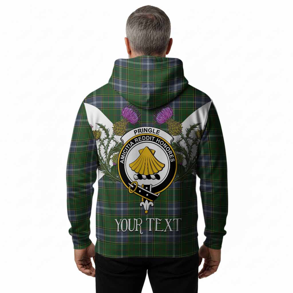 Pringle Tartan Family Crest Hoodie Scottish Burns Night Thistle Floral