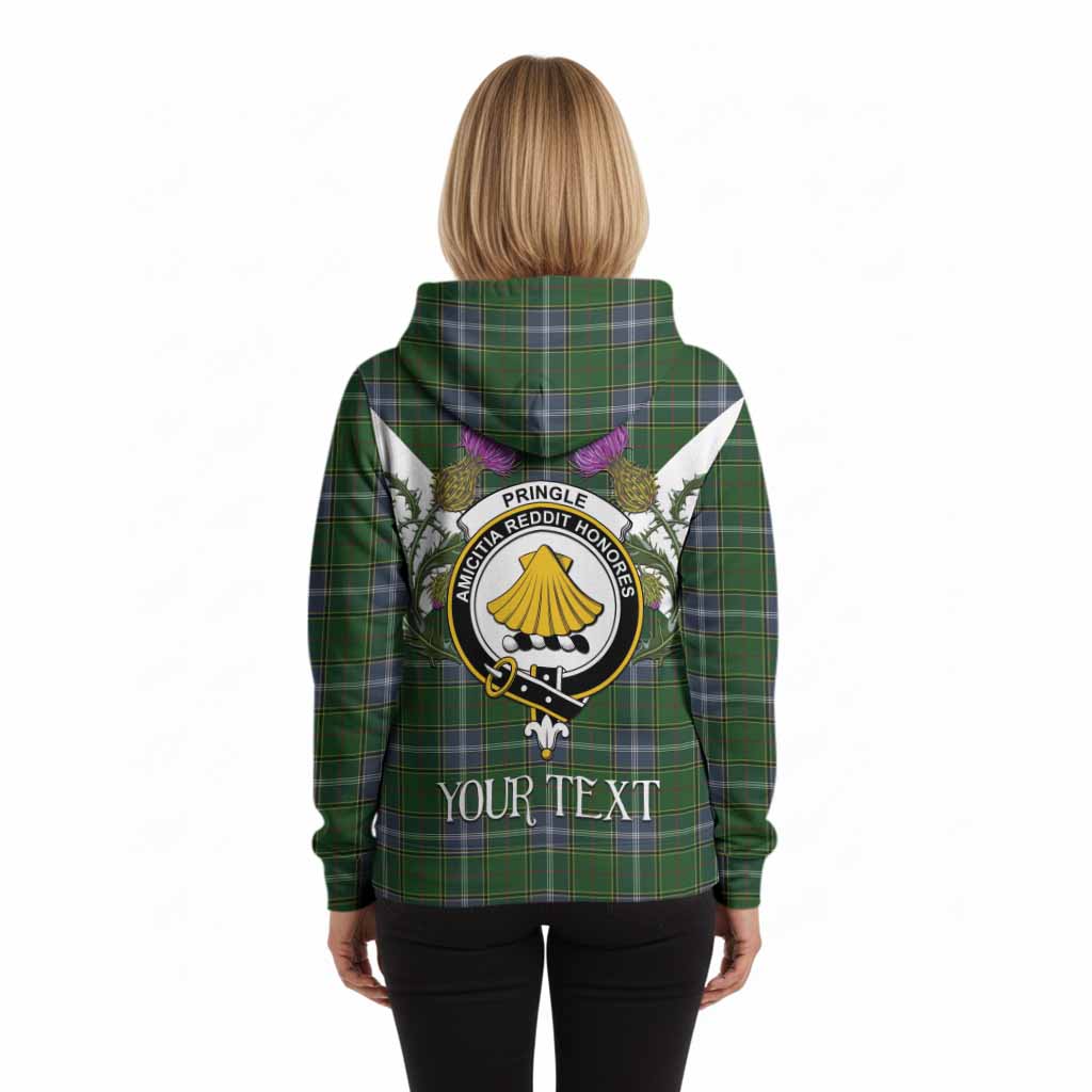 Pringle Tartan Family Crest Hoodie Scottish Burns Night Thistle Floral