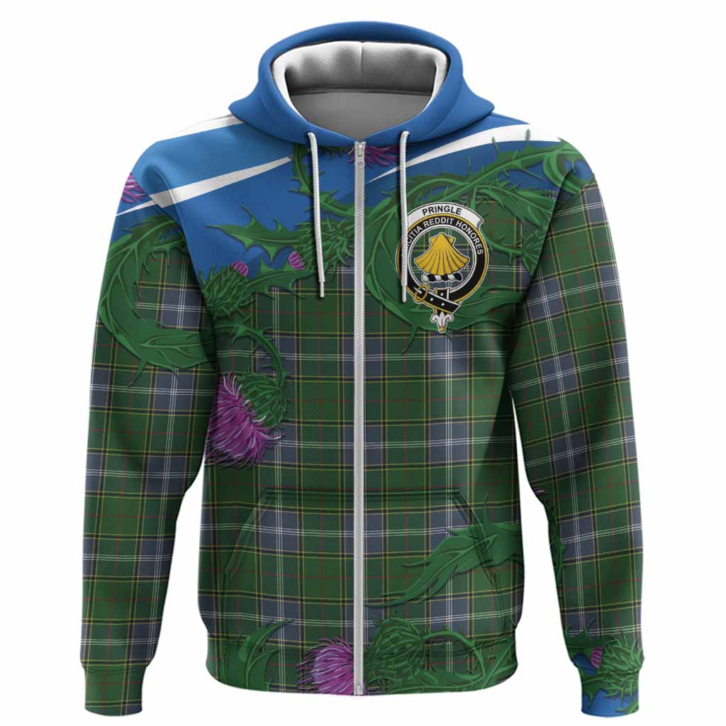 Pringle Tartan Family Crest Hoodie Thistle in Minimalism