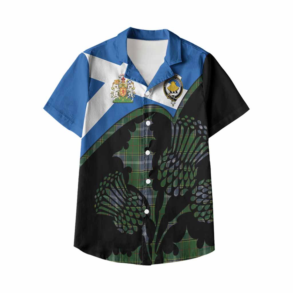 Pringle Tartan Family Crest Kid Hawaiian Shirt Scotland Thistle Floral Flag Style