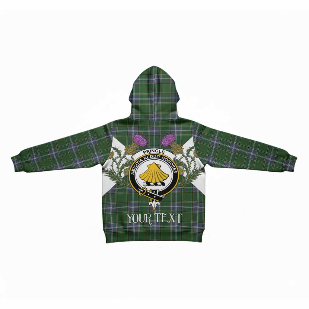 Pringle Tartan Family Crest Kid Hoodie Scottish Burns Night Thistle Floral