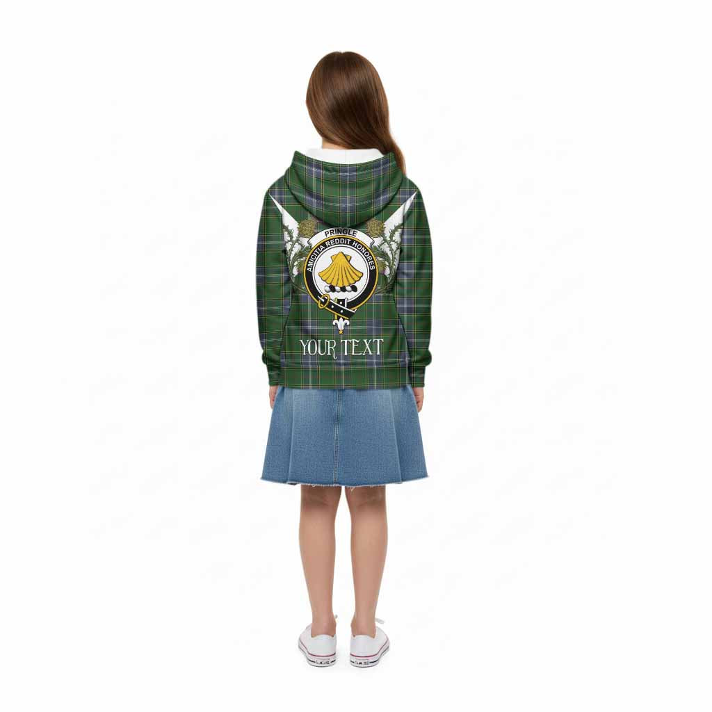 Pringle Tartan Family Crest Kid Hoodie Scottish Burns Night Thistle Floral