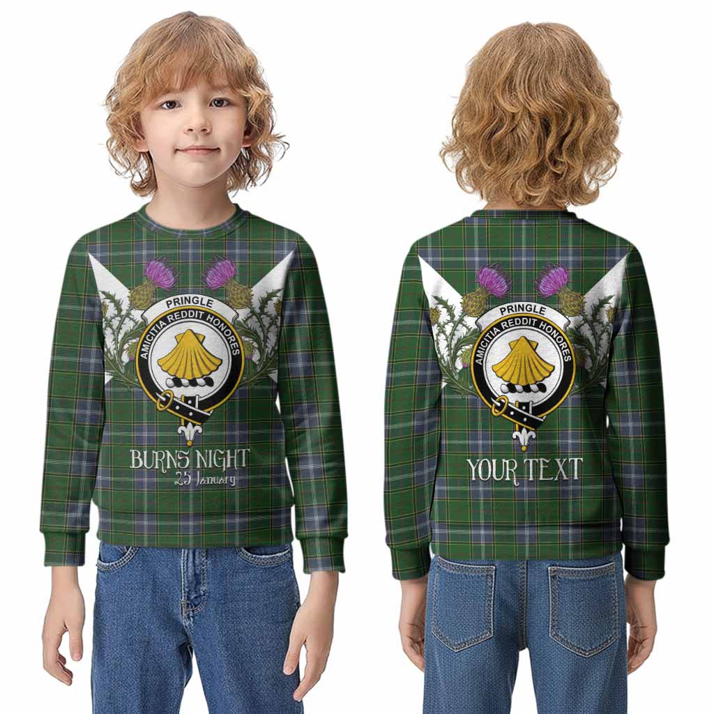 Pringle Tartan Family Crest Kid Knitted Sweatshirt Scottish Burns Night Thistle Floral