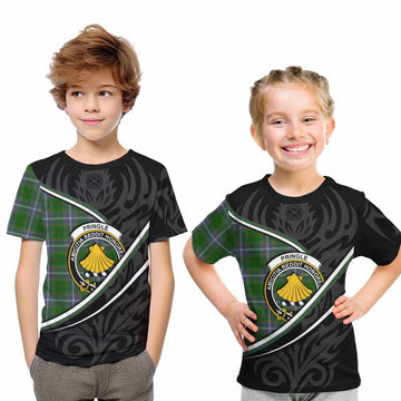 Pringle Tartan Family Crest Kid T-shirt Celtic Scottish Thistle Floral - Tartan Vibes Clothing