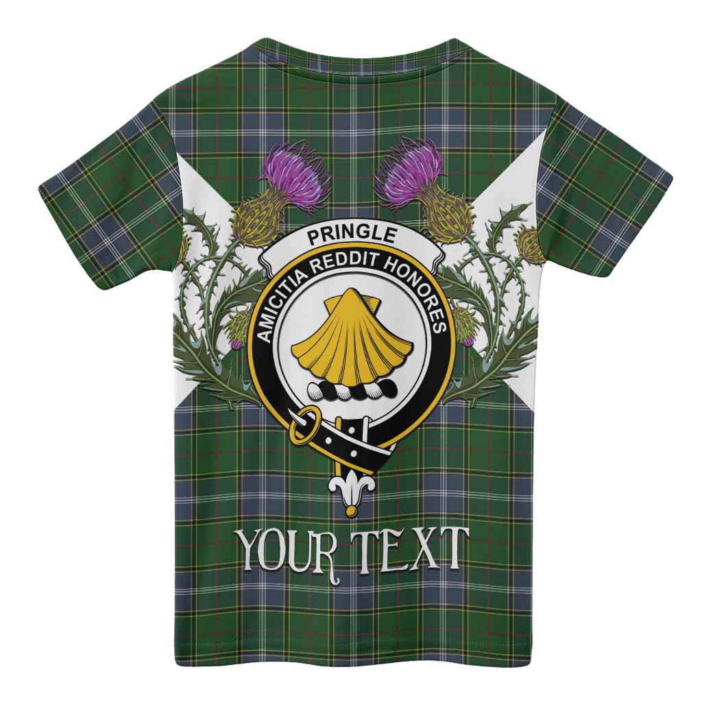 Pringle Tartan Family Crest Kid T-shirt Scottish Burns Night Thistle Floral