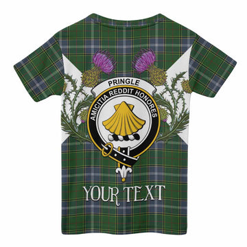 Pringle Tartan Family Crest Kid T-shirt Scottish Burns Night Thistle Floral