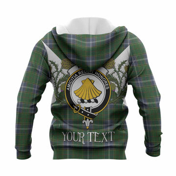 Pringle Tartan Family Crest Knitted Hoodie Scottish Burns Night Thistle Floral
