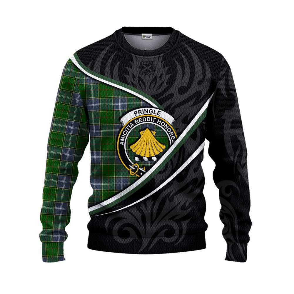 Pringle Tartan Family Crest Knitted Sweater Celtic Scottish Thistle Floral - Tartan Vibes Clothing