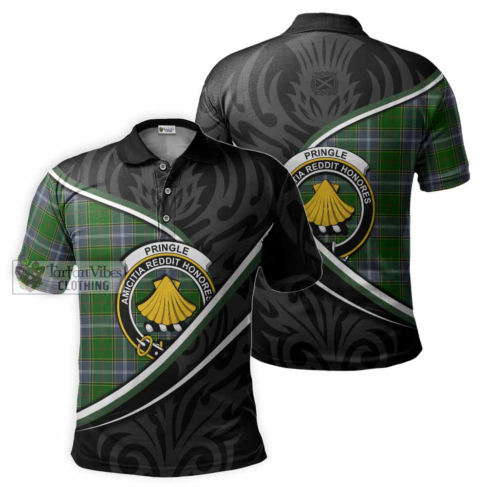 Pringle Tartan Family Crest Polo Shirt Celtic Scottish Thistle Floral - Tartan Vibes Clothing