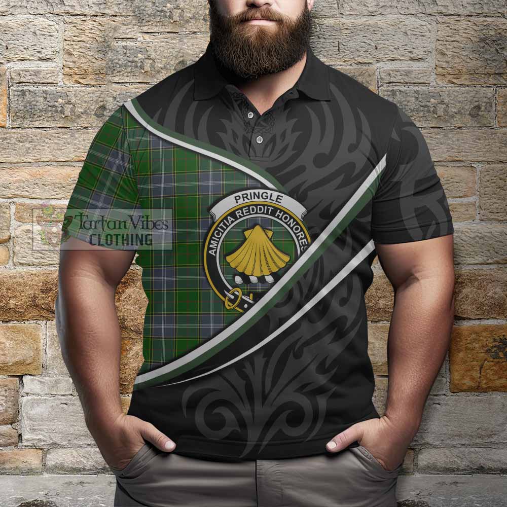 Pringle Tartan Family Crest Polo Shirt Celtic Scottish Thistle Floral - Tartan Vibes Clothing