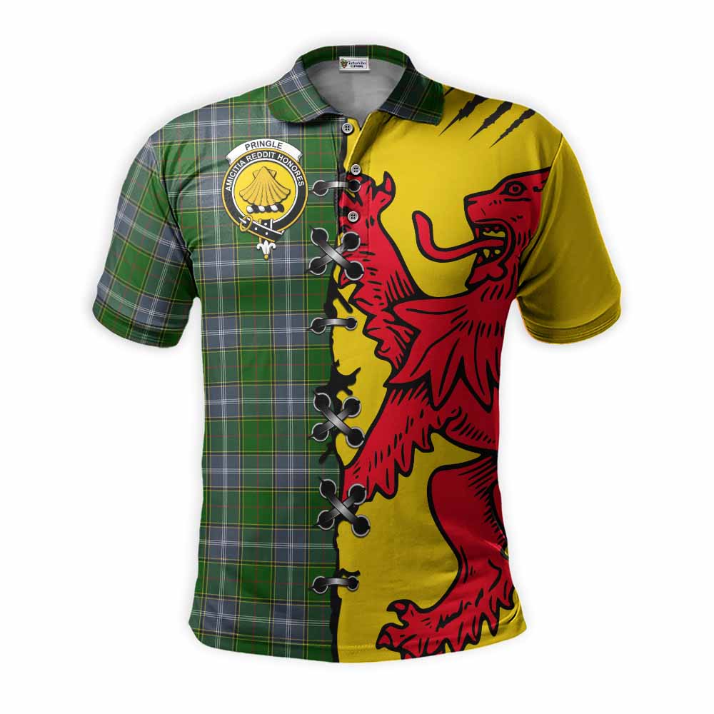 Pringle Tartan Family Crest Polo Shirt Lion Rampant Honor - Tartan Vibes Clothing