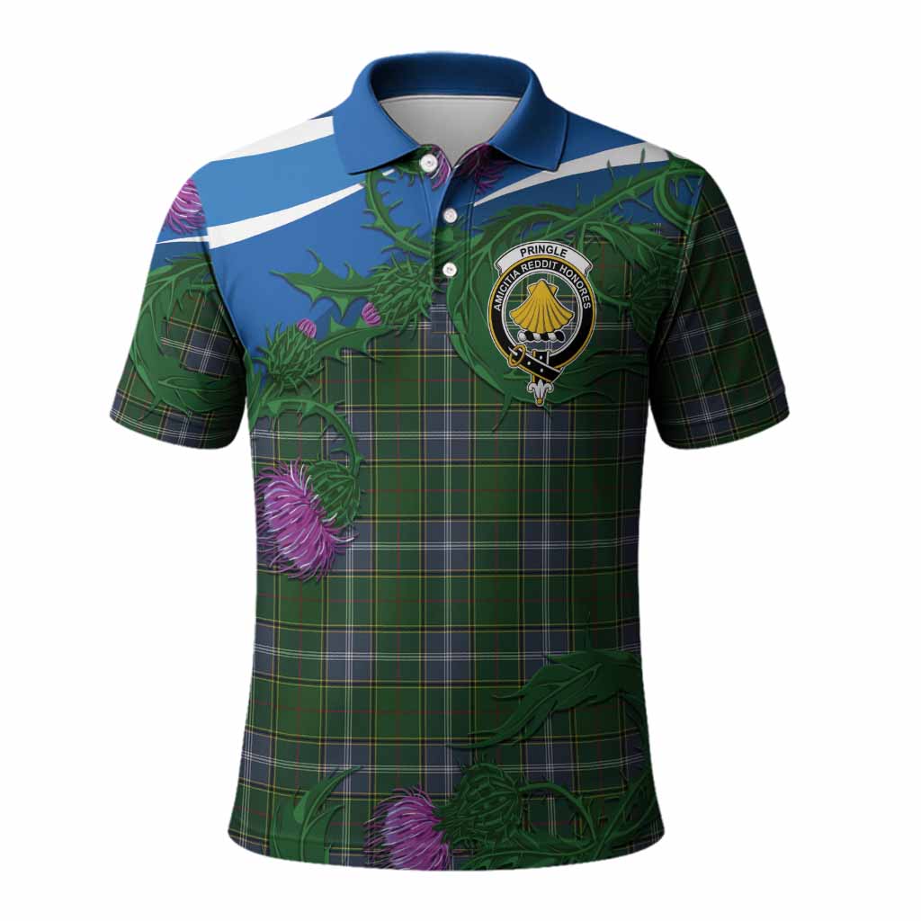 Pringle Tartan Family Crest Polo Shirt Thistle in Minimalism