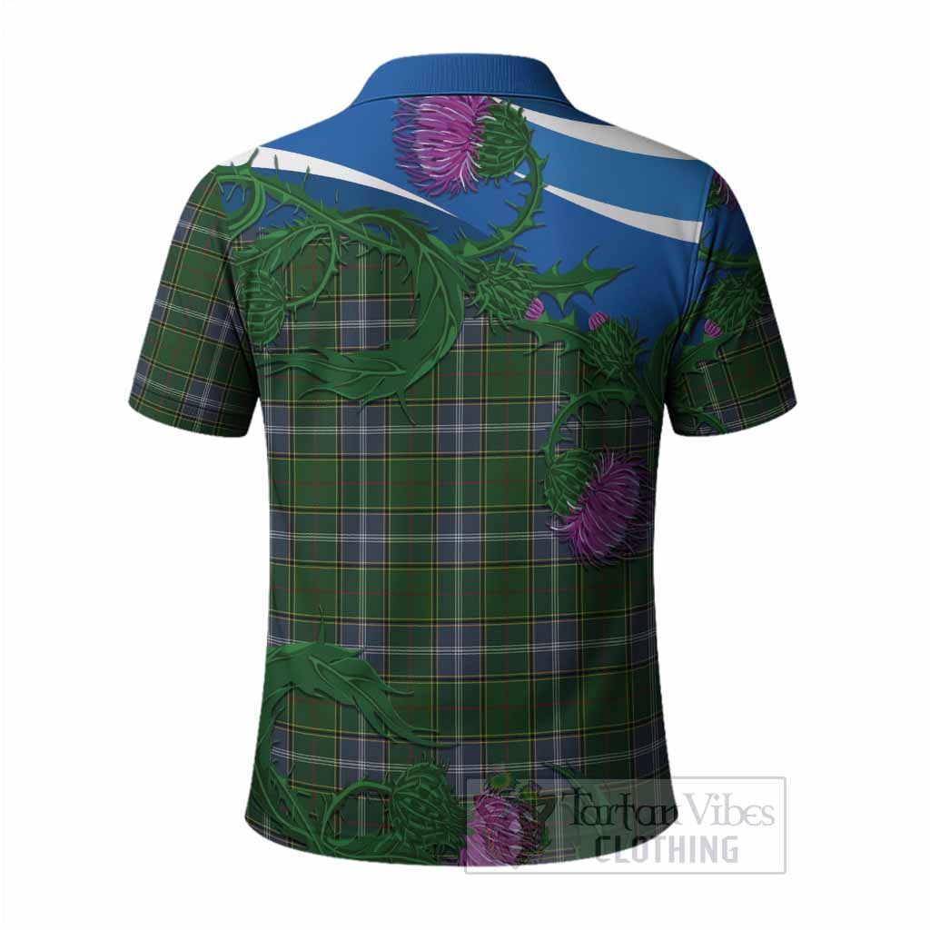 Pringle Tartan Family Crest Polo Shirt Thistle in Minimalism