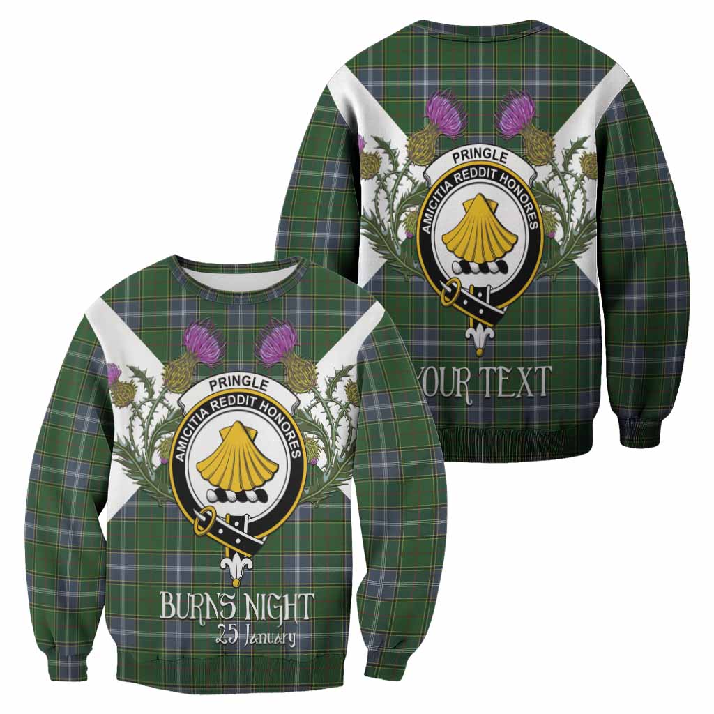 Pringle Tartan Family Crest Sweatshirt Scottish Burns Night Thistle Floral