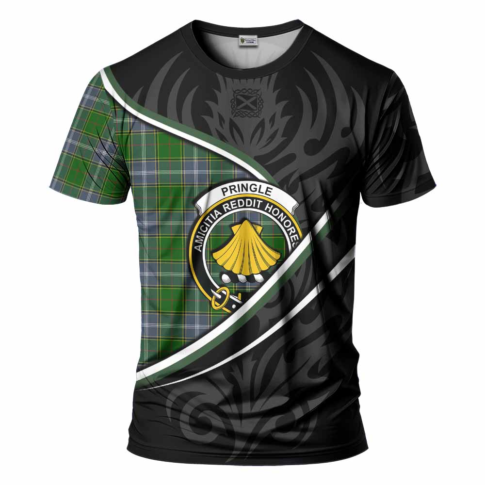 Pringle Tartan Family Crest T-shirt Celtic Scottish Thistle Floral - Tartan Vibes Clothing