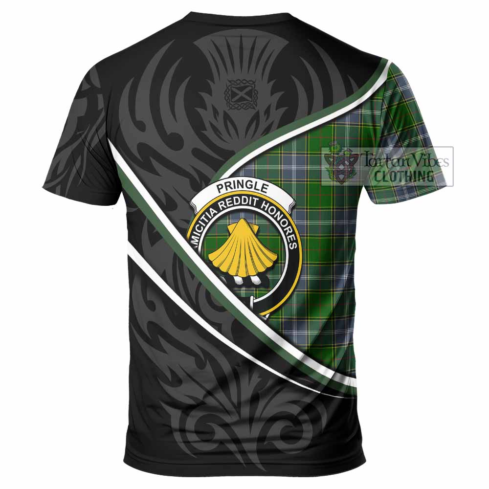 Pringle Tartan Family Crest T-shirt Celtic Scottish Thistle Floral - Tartan Vibes Clothing
