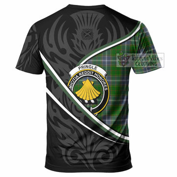 Pringle Tartan Family Crest T-shirt Celtic Scottish Thistle Floral - Tartan Vibes Clothing