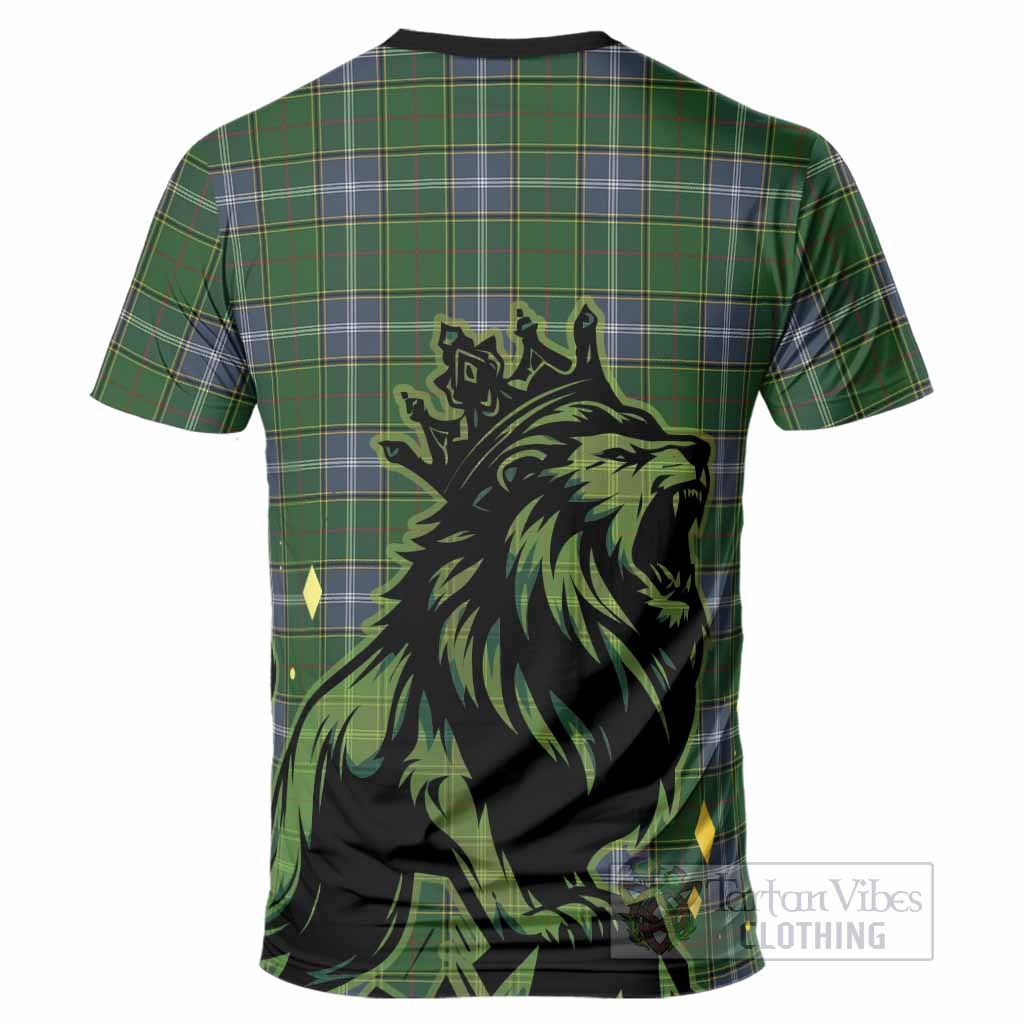 Pringle Tartan Family Crest T-Shirt Crowned Lion Roaring