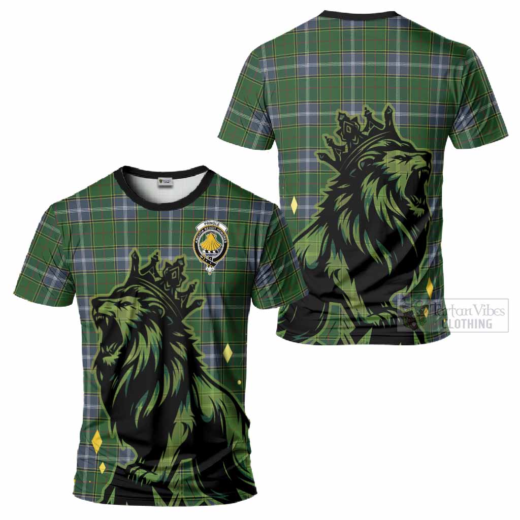 Pringle Tartan Family Crest T-Shirt Crowned Lion Roaring