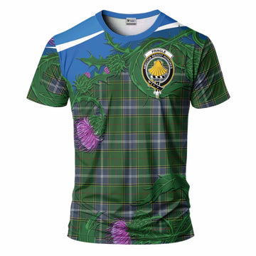 Pringle Tartan Family Crest T-Shirt Thistle in Minimalism