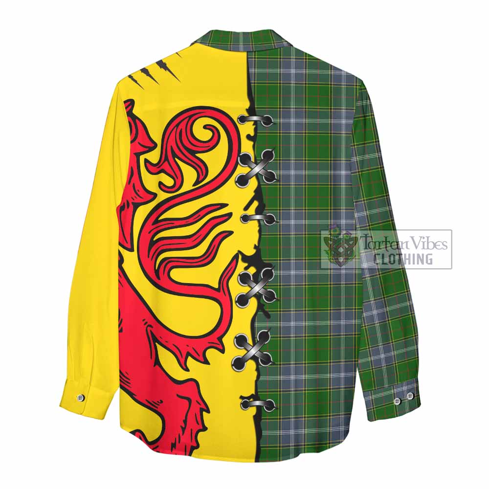 Pringle Tartan Family Crest Women Casual Shirt Lion Rampant Honor - Tartan Vibes Clothing