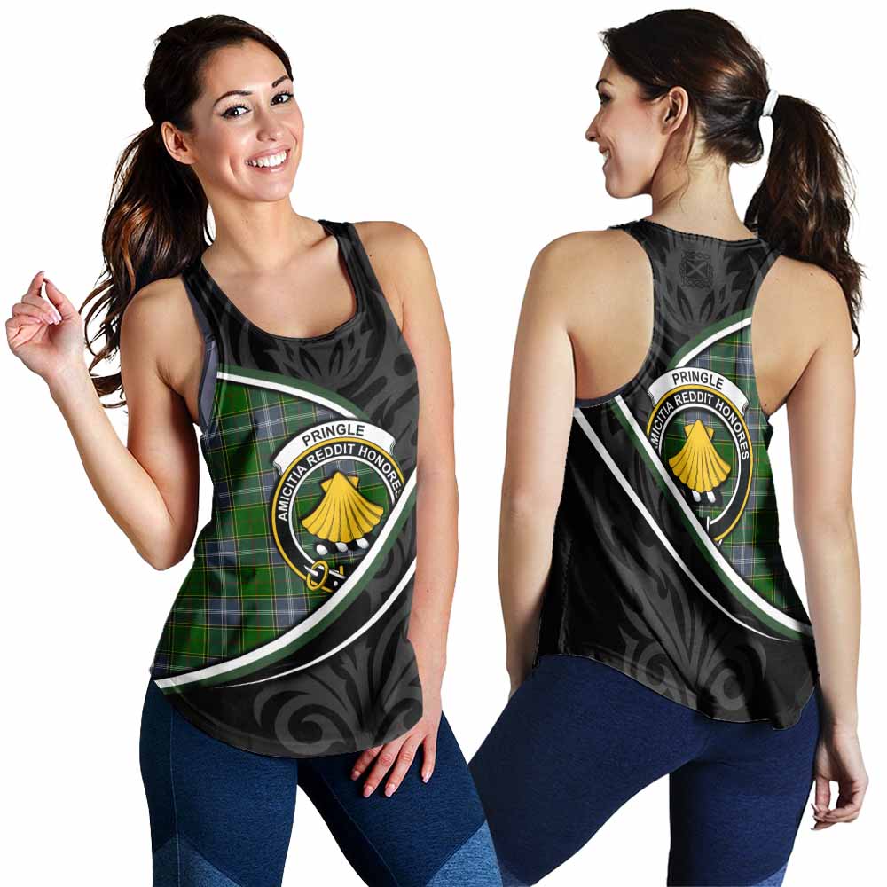 Pringle Tartan Family Crest Women Racerback Tanks Celtic Scottish Thistle Floral - Tartan Vibes Clothing