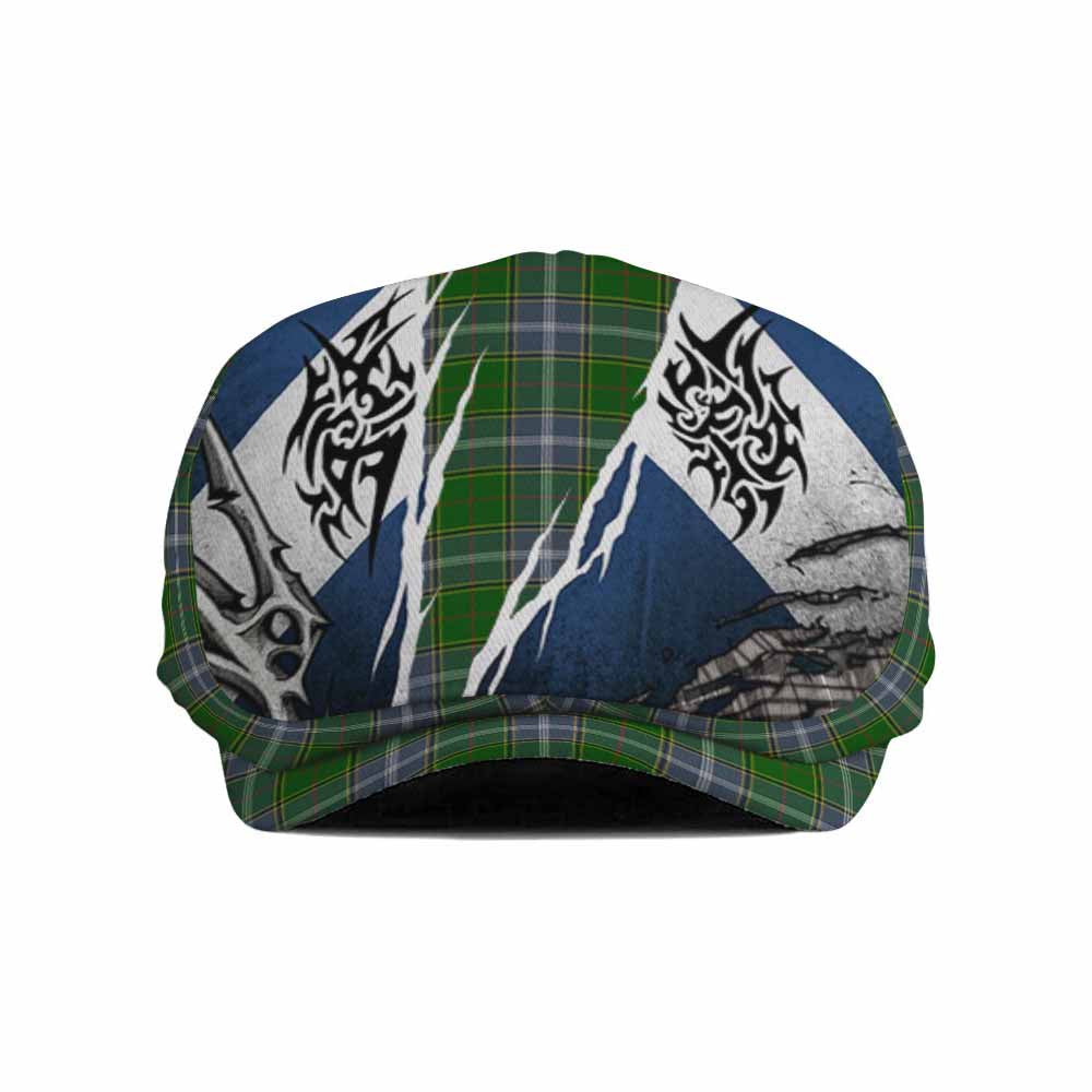 Pringle Tartan Flat Cap, Jeff Cap Scotland Flag Ripped Tribal Design