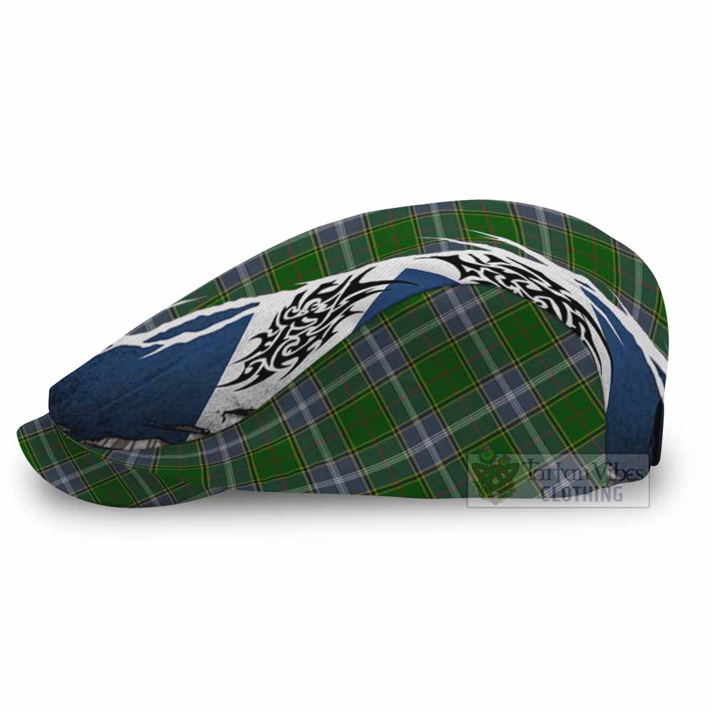 Pringle Tartan Flat Cap, Jeff Cap Scotland Flag Ripped Tribal Design