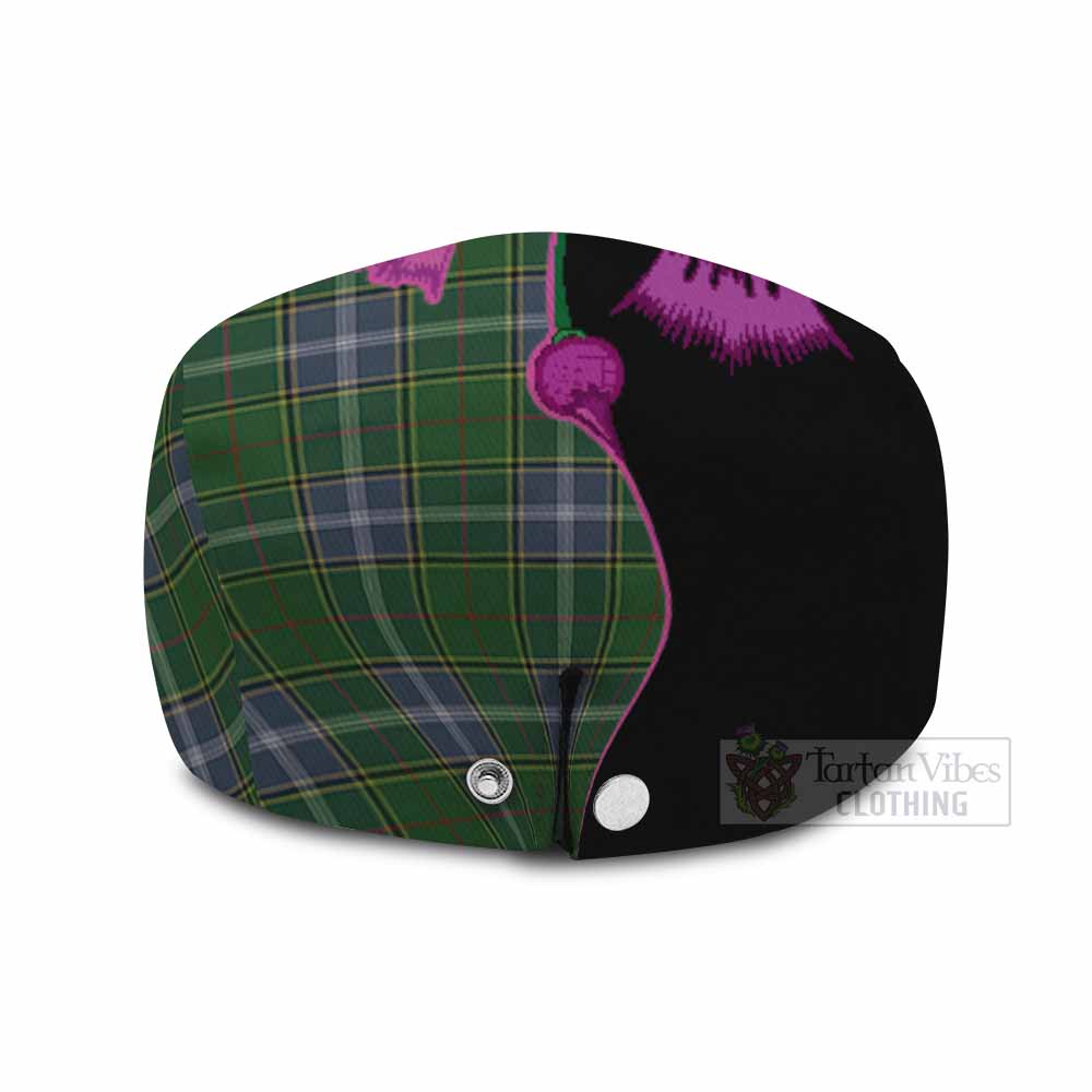 Pringle Tartan Flat Cap, Jeff Cap Traditional Scottish Thistle