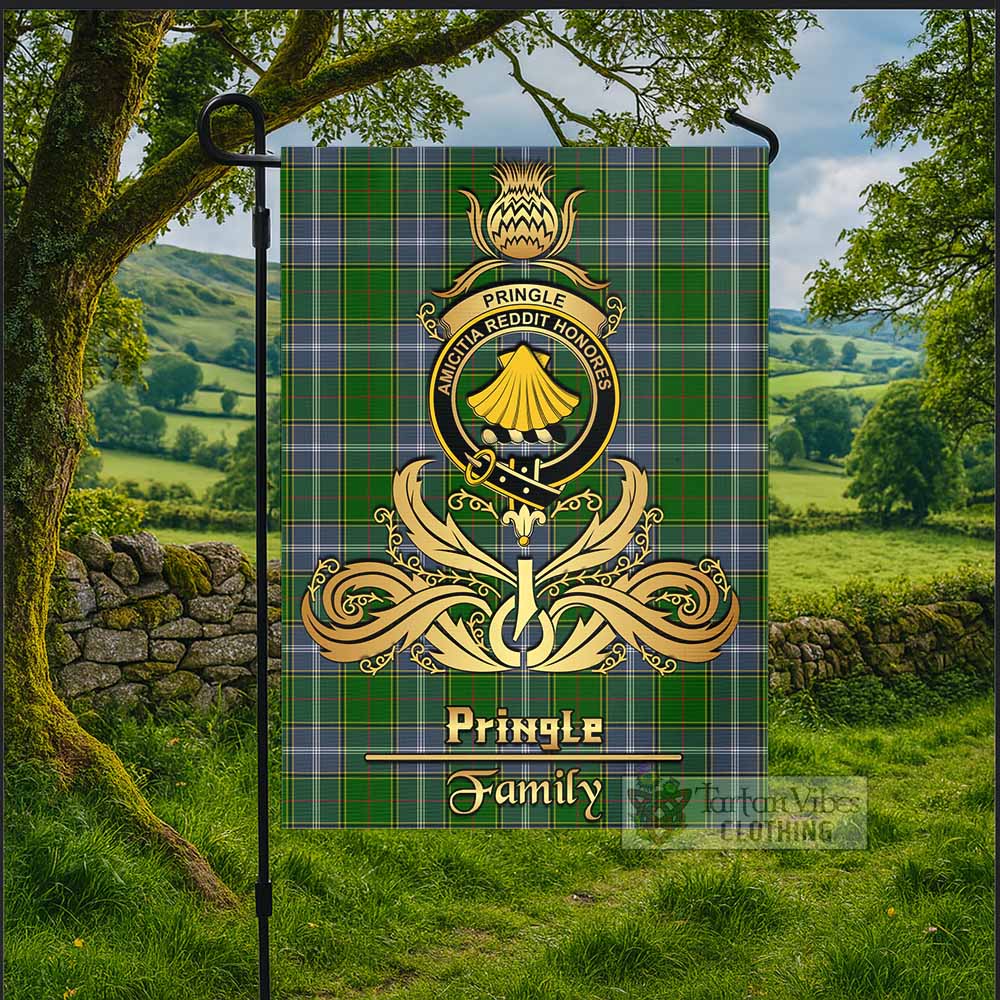 Pringle Tartan Garden Flag with Highland Thistle Cherish Family Crest Style - Tartan Vibes Clothing