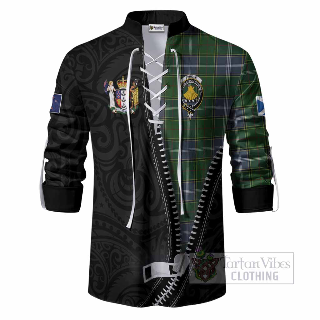Pringle Tartan Ghillie Shirt New Zealand Pattern Unique Zipper Stylized
