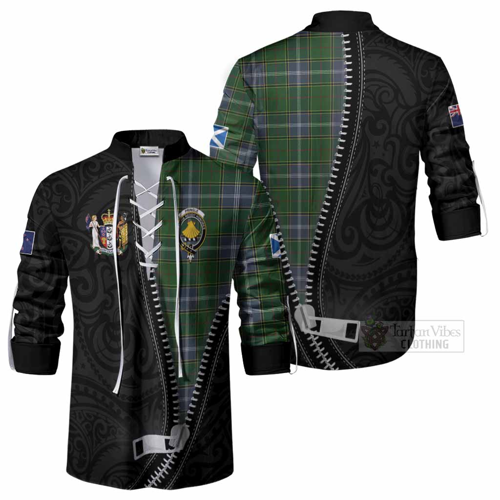Pringle Tartan Ghillie Shirt New Zealand Pattern Unique Zipper Stylized