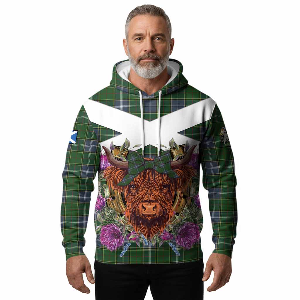 Pringle Tartan Hoodie Scottish Thistle Heilan Coo